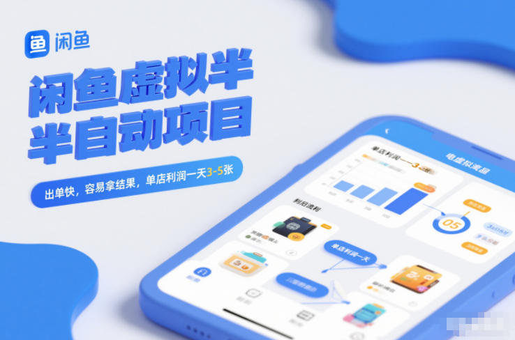 闲鱼虚拟半自动项目，出单快，容易拿结果，单店利润一天3-5张-互知网