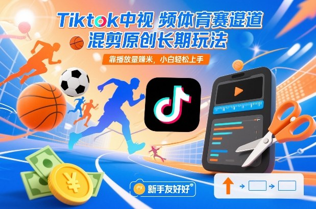 Tiktok中视频体育赛道混剪原创长期玩法,靠播放量賺米,小白轻松上手-互知网