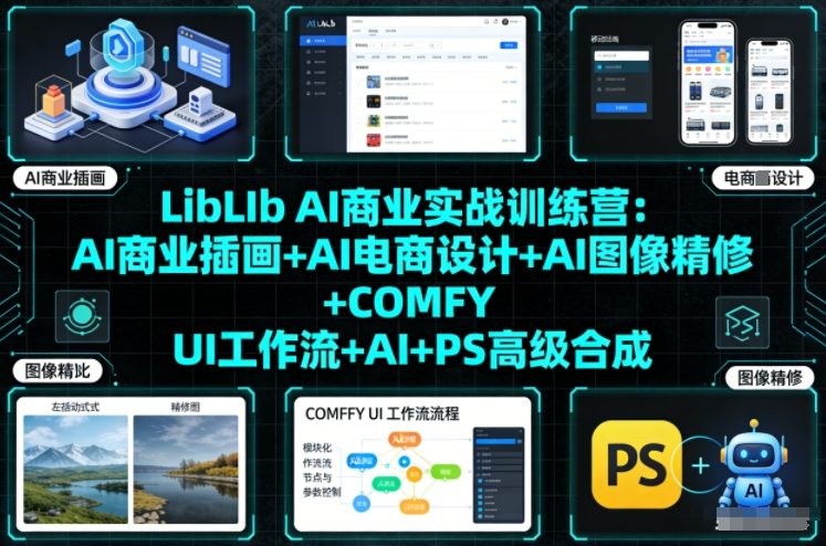 LibLIb AI商业实战训练营：AI商业插画+AI电商设计+AI图像精修+COMFY UI工作流+AI+PS高级合成-互知网