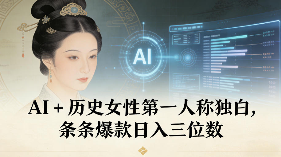AI+历史女性第一人称独白，条条爆款日入三位数-互知网