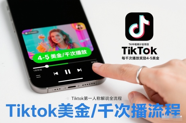 TK中视频计划项目，Tiktok第一人称解说流程，每干次播放奖励4-5美金-互知网